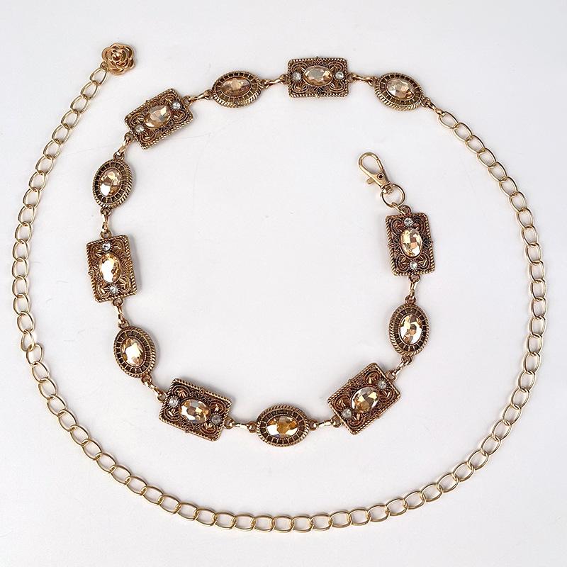 

Поясная цепочка Женская цепочка Этнический стиль Индивидуальное украшение талии Европейский и американский национальный стиль Аксессуары с инкрустацией бриллиантами Цепочка для талии платья