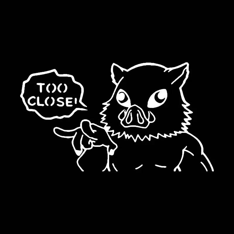 

Too Close Warning Demon Slayer Anime Car Sticker Auto Body Bumper Window Motorcycle Laptop Wall Vinyl Film Decal Car Accessories 15x8.4cm
