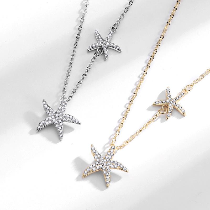 Double Star Diamond Necklace: Personalized Fashion, Luxury Niche Design, Versatile Clavicle Chain for Women