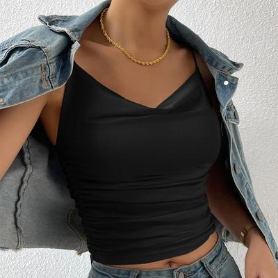 Damen Sommer Schlank Temperament Swing Neck Knit Camisole Top