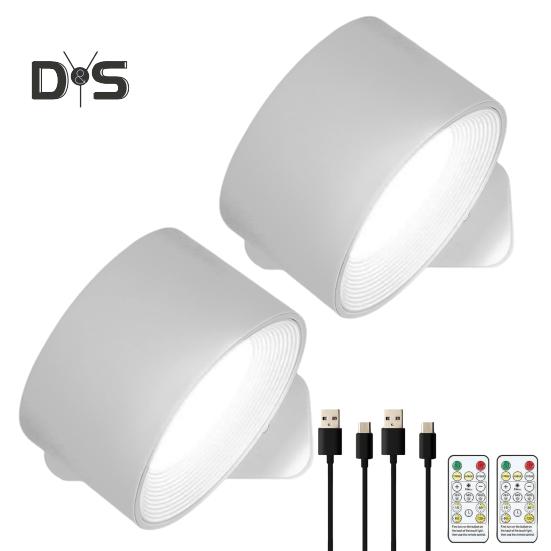 Trådløs vegglampe med fjernkontroll Dimmbar Enkel installasjon USB-oppladbar Veggmonterte lysarmaturer LED-vegglampe