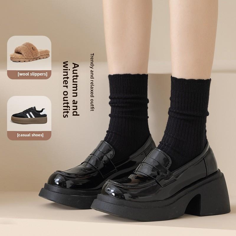 Pile Socks Women's Fall Winter Mid-tube Socks Warm Plus Fleece Plus Socks Lace Socks