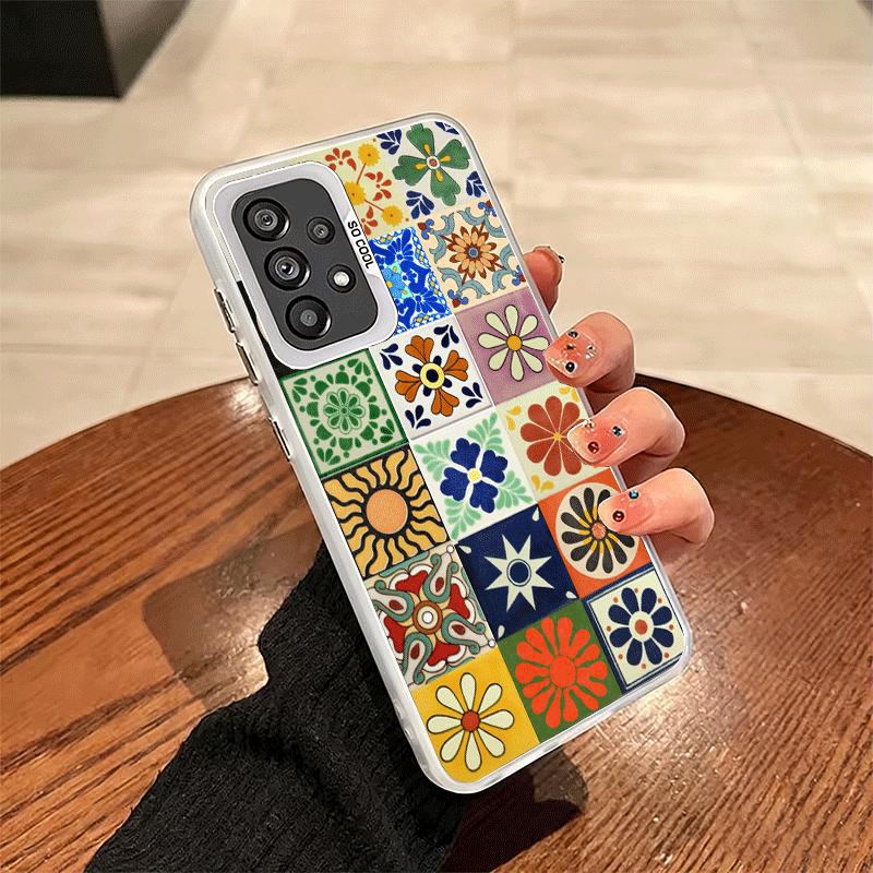 Italian Sicilian Style Floral Pattern Soft Phone Case for Samsung A17 A16 A15 A14 A13 A57 A56 A55 A54 A53 A37 A36 A35 A34 A33 A2
