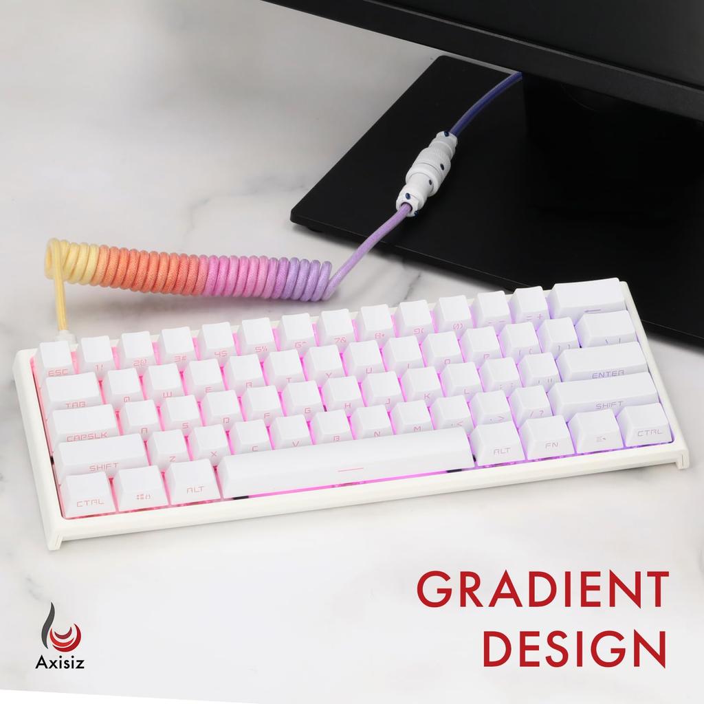Axisiz Keycap Set for Gaming Mechanical To English Layout Custom Transparent LED Cherry MX Switch Compatible Keyboards, 100% 60% Support, Font,