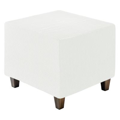 Square Jacquard Ottoman Slipcover with Elastic Stretch Footrest Stool Cover for Living Room Furniture Protector Large Bottom, (White, Size)