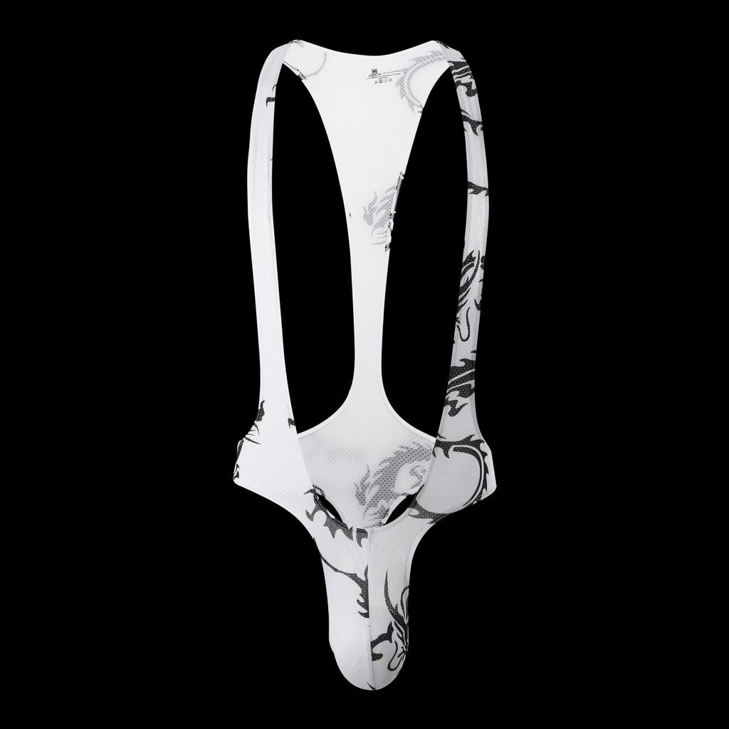 Sexy Men Print Bodysuits Men's Mesh Jockstrap Leotard Underwear Jumpsuits Wrestling Singlet Bodysuit Lingerie Men Body Shapers