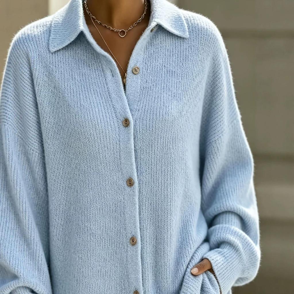 2026 Damen Eleganter Einfarbiger Knopf Langarm Woll Cardigan Pullover