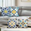 Home Decor Exquisite Blue-Yellow Floral Pattern Pillow Covers Pattern Cushion Cover Suitable for Sofa Bedroom Car Pillow Cover