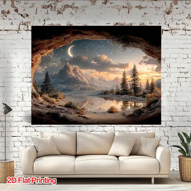 2D Starry Night Cave Backdrop for Outdoor & Travel Photography