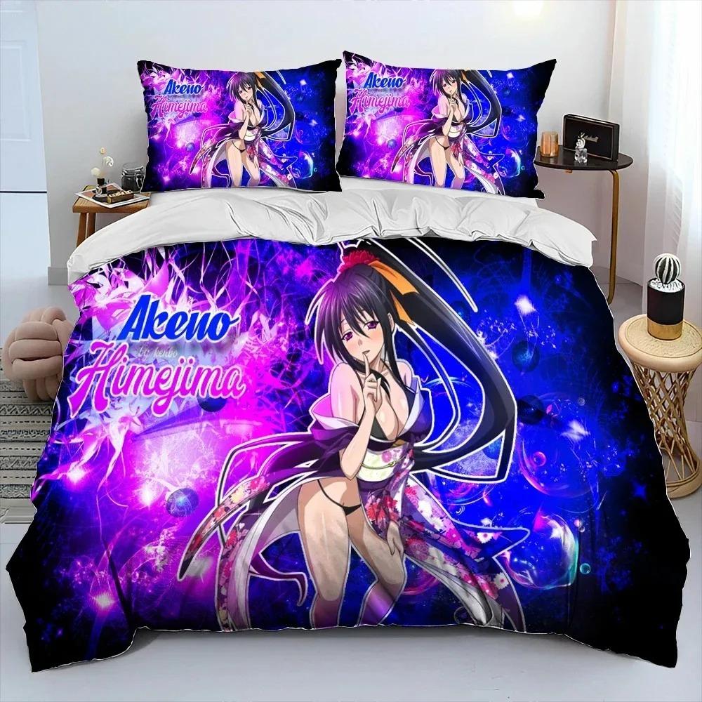 Sexy Girl High School DxD Anime Comforter Bedding Set,Duvet Cover Bed Set Quilt Cover Pillowcase,king Queen Size Bedding Set Kid
