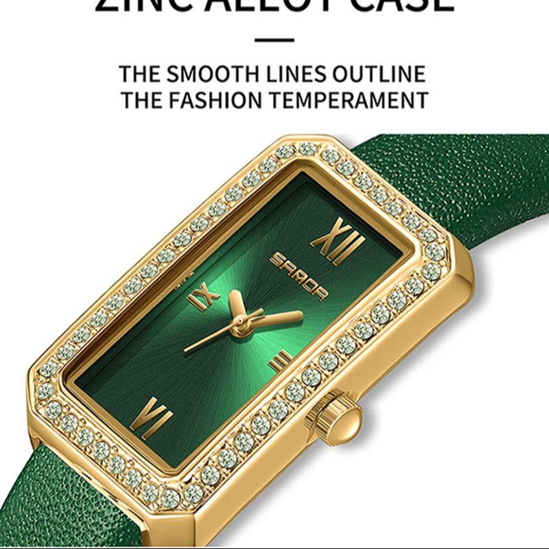 Luxury Fashion Women Quartz Watch Green Dial Student Ladies Diamond Watches for Woman Waterproof Wristwatches Reloj Mujer