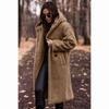 Casacos Moda Longo Com Capuz Cor Sólida Manga Comprida Solto Casual Simples Jaqueta Outono Inverno Diário Quente Roupas Femininas