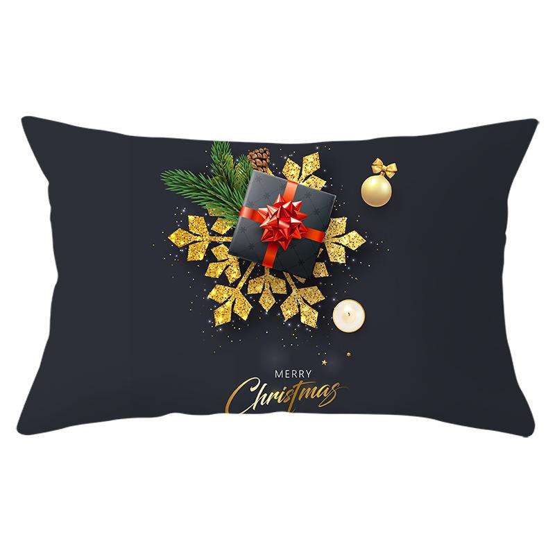 New Black Gold Series Christmas Peach Skin Print Waist Pillow Cover Home Accessories Cushion Cover Sofa Cushion Cover
