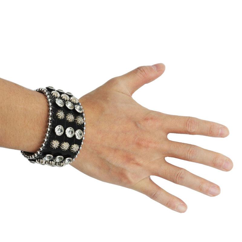 Europäischer und amerikanischer Hip-Hop Strass Armschmuck, Modisches Design Diamantenbesetzter PU-Leder Handschmuck