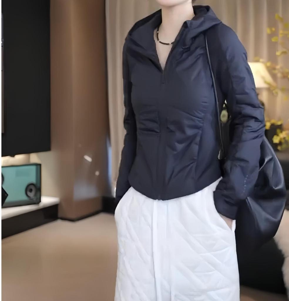 Kadın Şık Dar Kesim Hafif Kapitone Ceket - Sonbahar/Kış için Vücuda Oturan Uzun Kollu Fermuarlı Mont