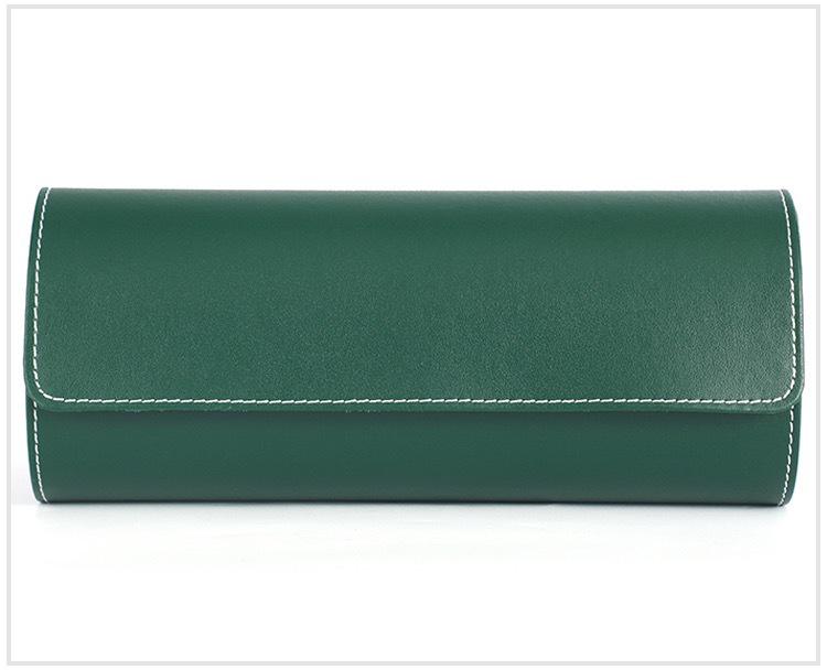 Green Submariner Leather Watch Box: Dustproof, Portable Protection for 1-3 Watches