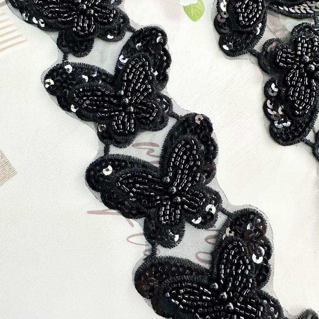 Exquisite Multi-Color Handmade Bead Embroidery Butterfly Decorative Clothing Hair Accessories Bag Accessories Lace Butterfly Lace Accessories