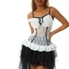 Women Street Shirt, Sleeveless V Neck Lace Floral Bow Slimming Casual Party Ruffle Suspender Tops