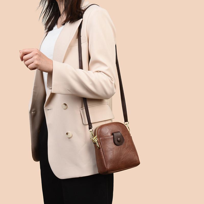 Nowa Niszowa Torba na Telefon Komórkowy o Wysokiej Klasie, Duża Pojemność, Dwie Komory, Prosta Torba Jednoramienna Crossbody