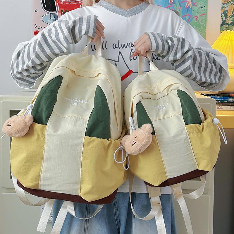 Nylon Student Backpack With Breathable Design And Letter Pattern For Daily Use