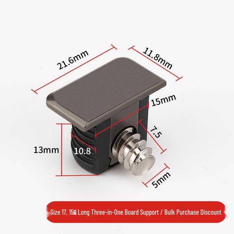 Minimalist Gunmetal Gray 3-in-1 Shelf Bracket & 12mm Cabinet Connector