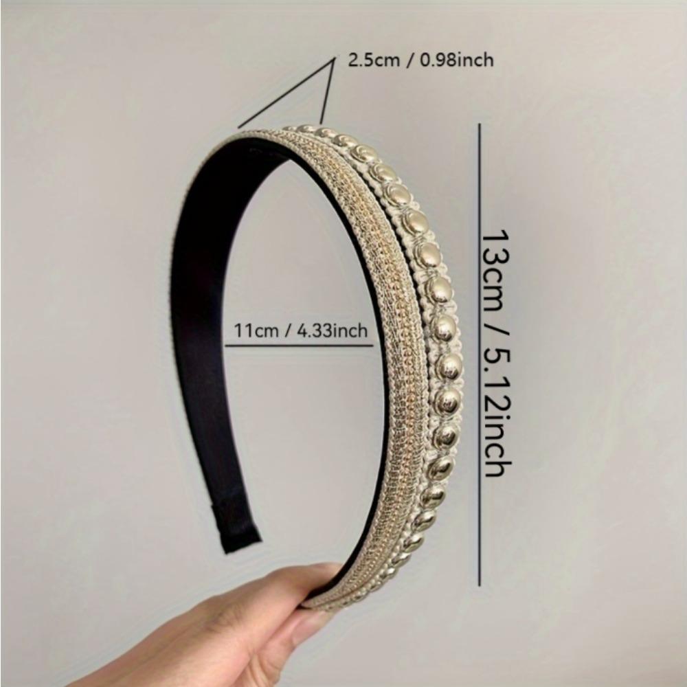 

Light Luxury Texture High Skull Headband,Metal Dot Rivets,Elegant Dressing Hair Accessories,Fashionable and Breathable Headband бежевий