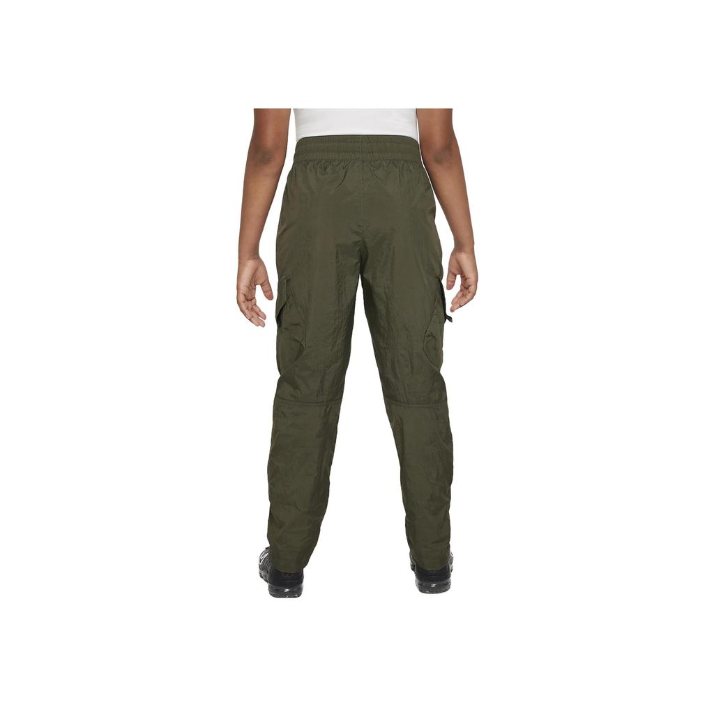 Nike Solid Color Lace-Up Multi-Pocket Design Sports Casual Pants Kids pants Khaki-Green FD2951-325