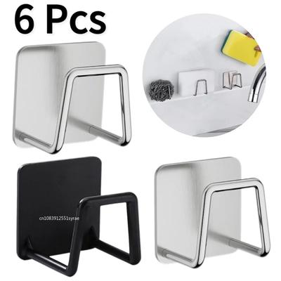 Küche Edelstahl Waschbecken Schwämme Halter Selbstklebende Ablauf Trocknen Rack Küche Wand Haken Zubehör Lagerung Organizer
