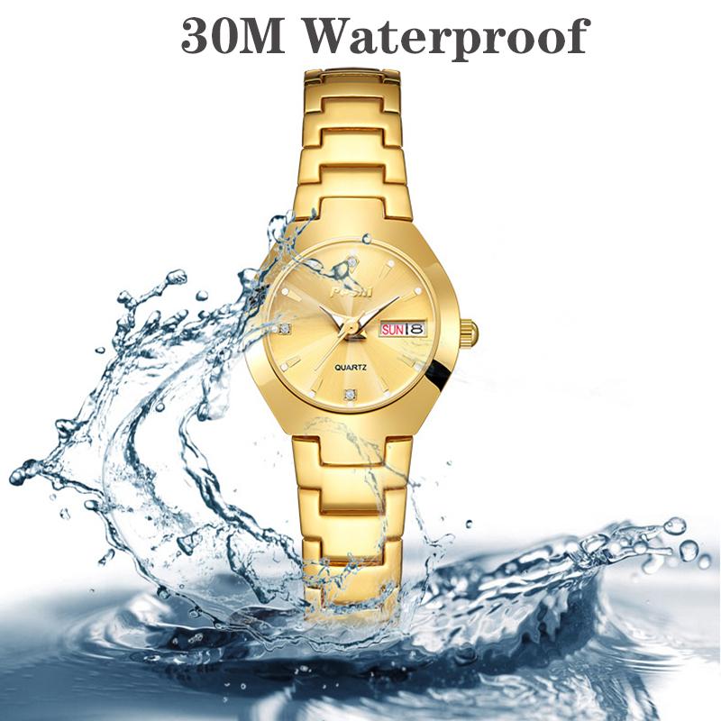 Luxury Women Watch Small Size Business Ladies Quartz Wristwatch Stainless Steel Band Waterproof Calendar Week Female Clock