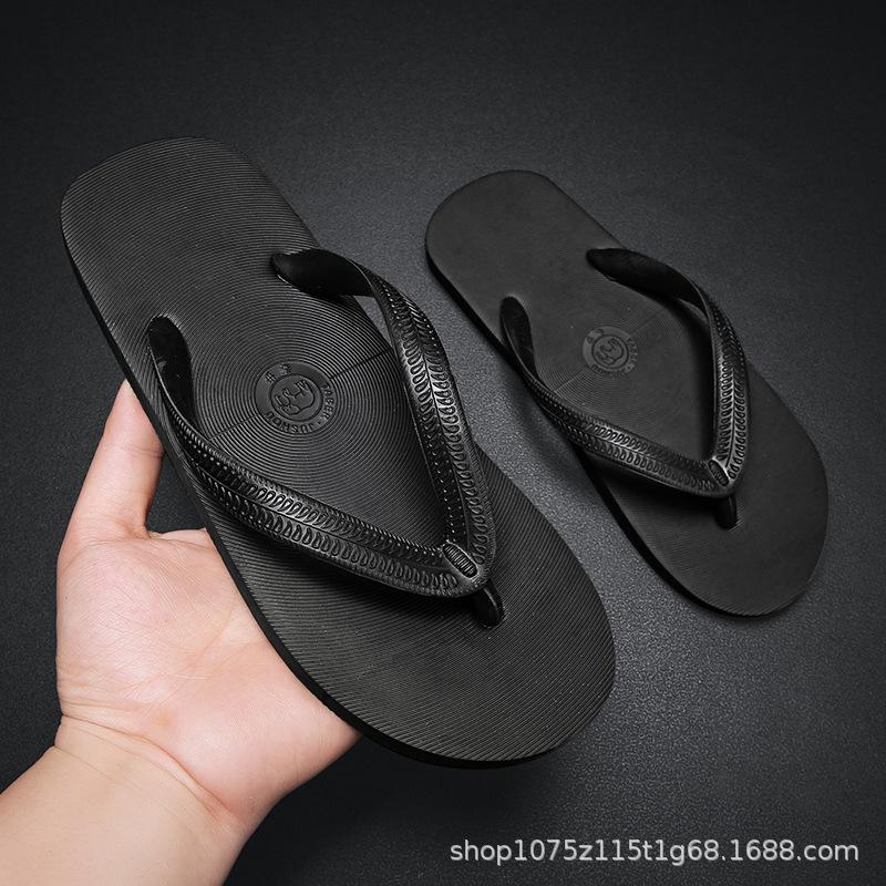 

Summer new couple flip-flops non-slip and wear-resistant color matching simple fashion trend beach pinch sandals for 45-46 чёрный