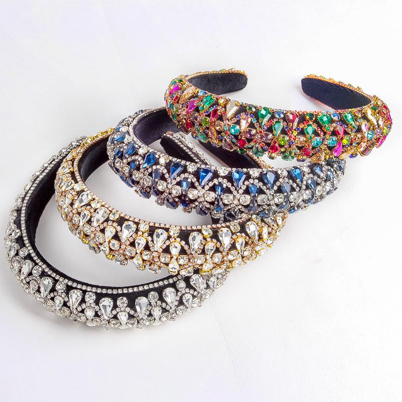 Europäische und amerikanische Mode Kristall Haarband Damen Barock Schwamm Strass Stirnband Haarschmuck
