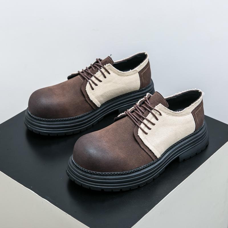 Men s Large Size Fashionable Thick Sole Leather Casual Shoes – British Style 38