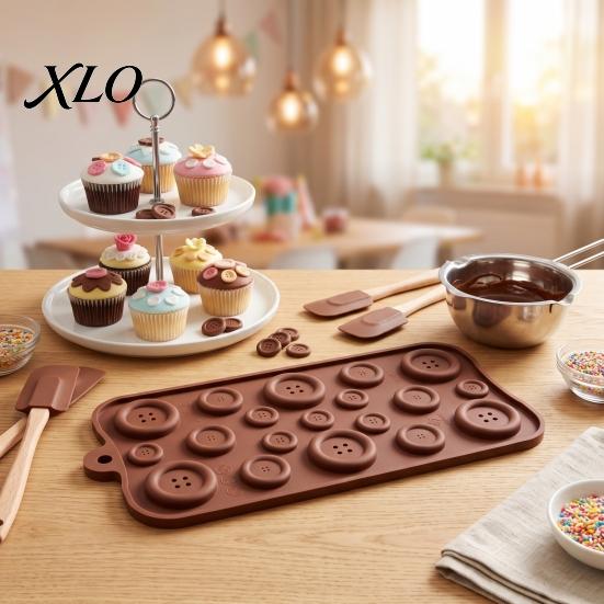Button Chocolate Molds 19-Hole Silicone Molds, Three Sizes DIY Cake Decorating Tray, Cupcake Topper Makers Flexible Easy Release Baking Gadgets
