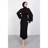 Rochie hijab cu mânecă cu volan, neagră
