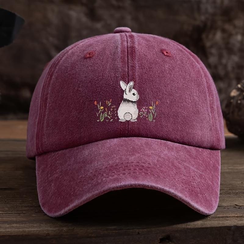 Baseball cap cute rabbit floral print lightweight textile fabric for daily and formal occasions outdoor leisure