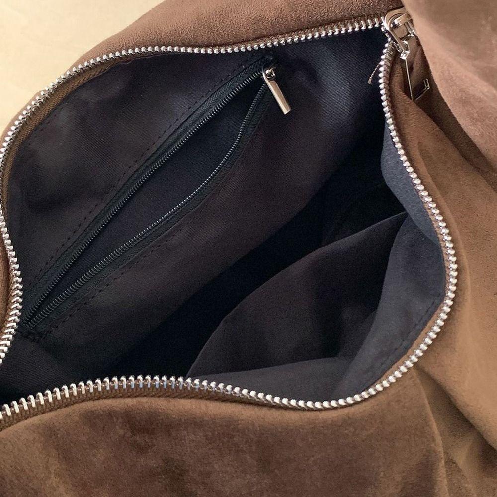 Waterproof Handbag Suede Shoulder Bag Solid Color Large Capacity Hobo Bag Korean Style Fashion Tote Bag Shopping