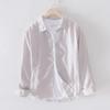 Camicia da Uomo Casual Bianca a Maniche Lunghe Traspirante in Lino - Vestibilità Slim, Leggera, Resistente ai Raggi UV