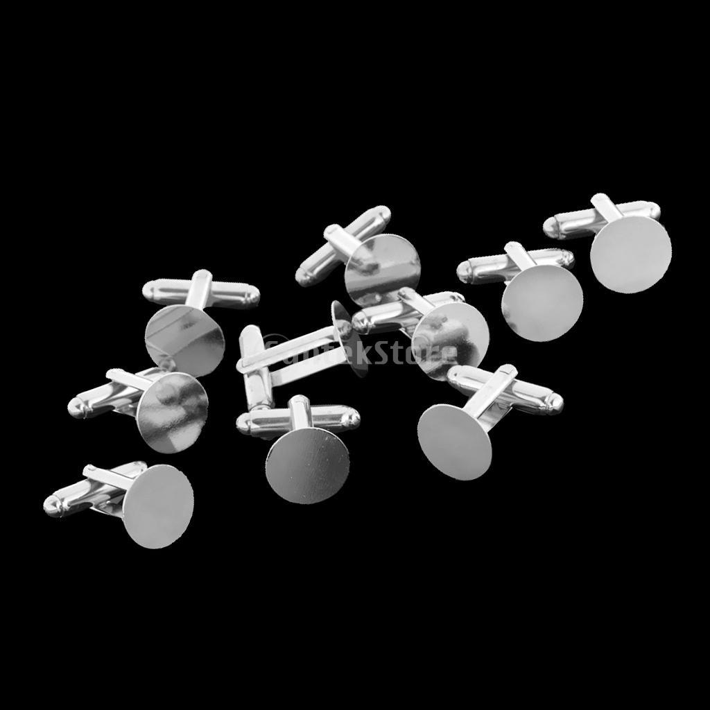 10 Blank 15mm Round Pad Finding Men CuffLink