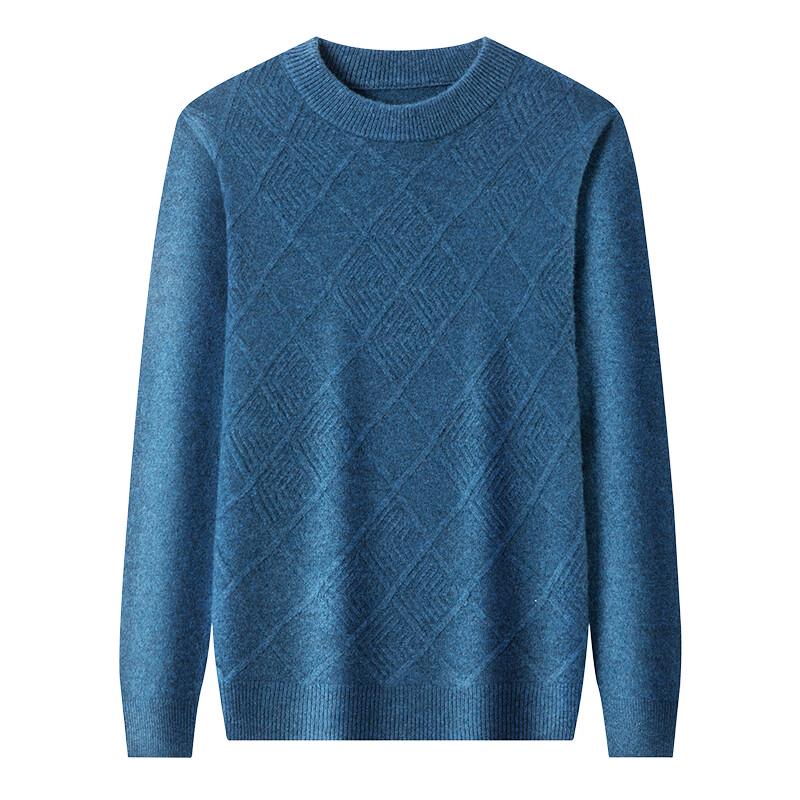 Hengyuanxiang Men's Fleece-Lined Wool Base Layer Sweater