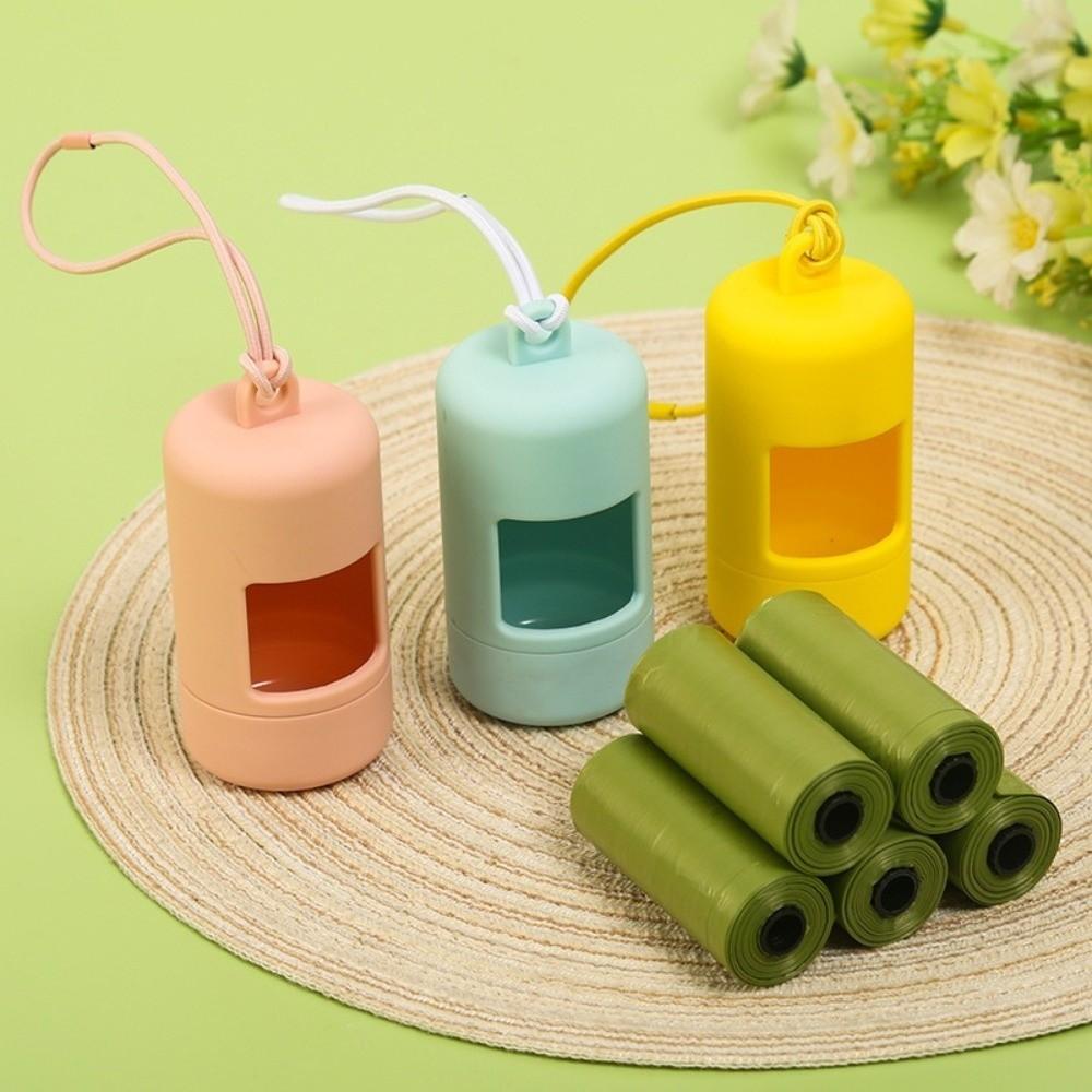 with Rope Dog Poop Bag Case Solid Color Pet Garbage Holder  Cleaning Supplies