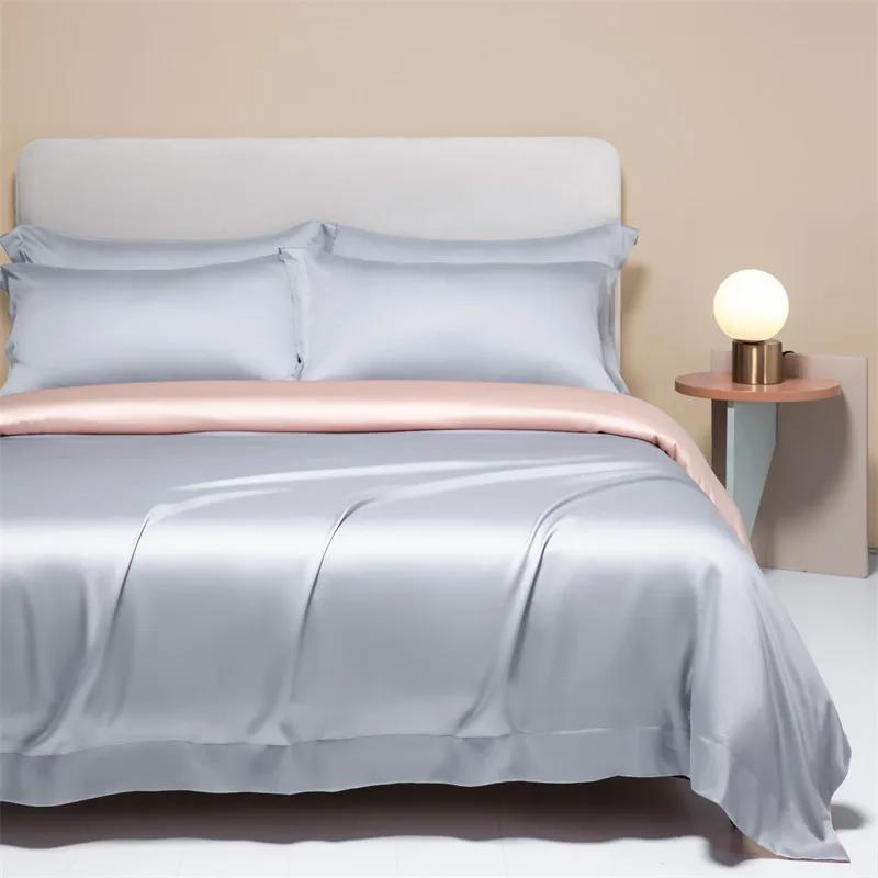 High-End 120S Natural Fabric Bedding Sets Summer Cooling Ice Silk Fitted Sheet Set Skin Friendly Comfortable Bedclothes For Home