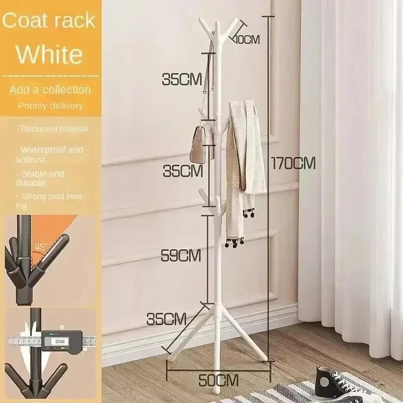 Clothes and Hats Rack Floor To Floor Bedroom Coat Hook Tree Hanger -Multi-hook Floor Vertical Coat Rack with Movable and Conve