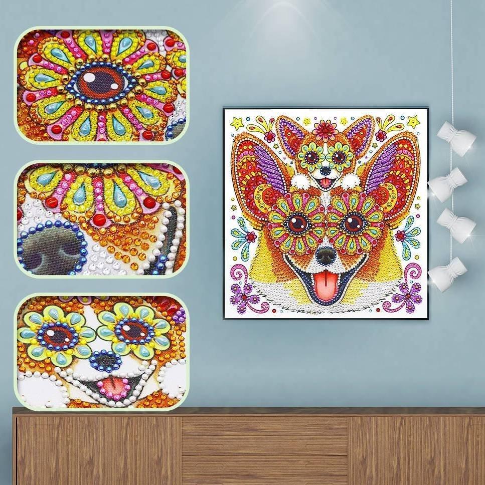 Haft diamentowy wesołe chihuahua 30x30 cm