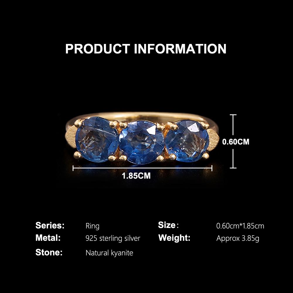 925 sterling silver women's ring natural round 6.0mm kyanite gemstone fine jewelry for mom's Festive and birthdays gift