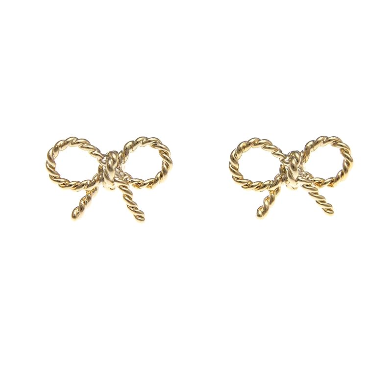 

[Vantaine] VINGTAINE earrings delicate twist Ribbon titanium simple metal casual cute accessories Small size Smaller ladies P69-1 (gold)