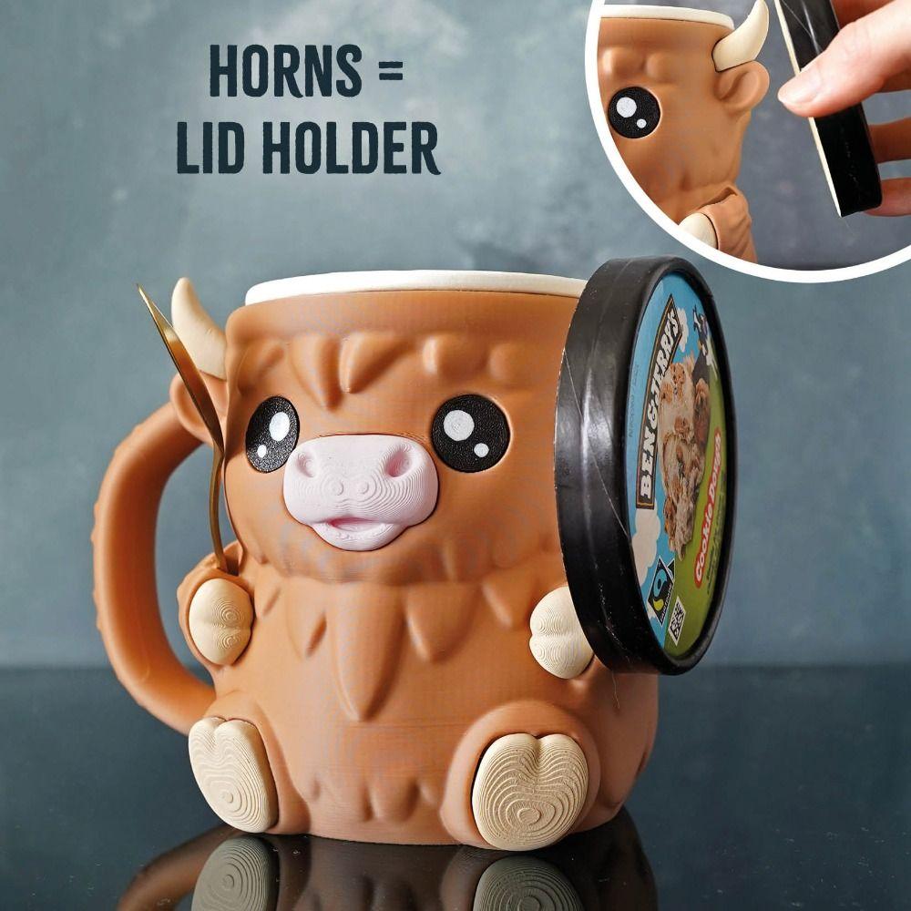 Höglandsboskap Glassbägare Frysskyddshandtag Läckagesäker Glassbägarehållare 3D-utskriven Isolerad