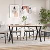 Dining Table with Y Shaped Frame 160 X 80 X 75 Cm Solid Pine Wood and Steel