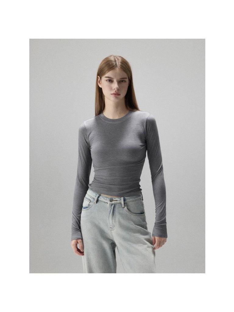 2025 Spring/Autumn Slim-fit Long-sleeve Elastic Base Layer T-shirt