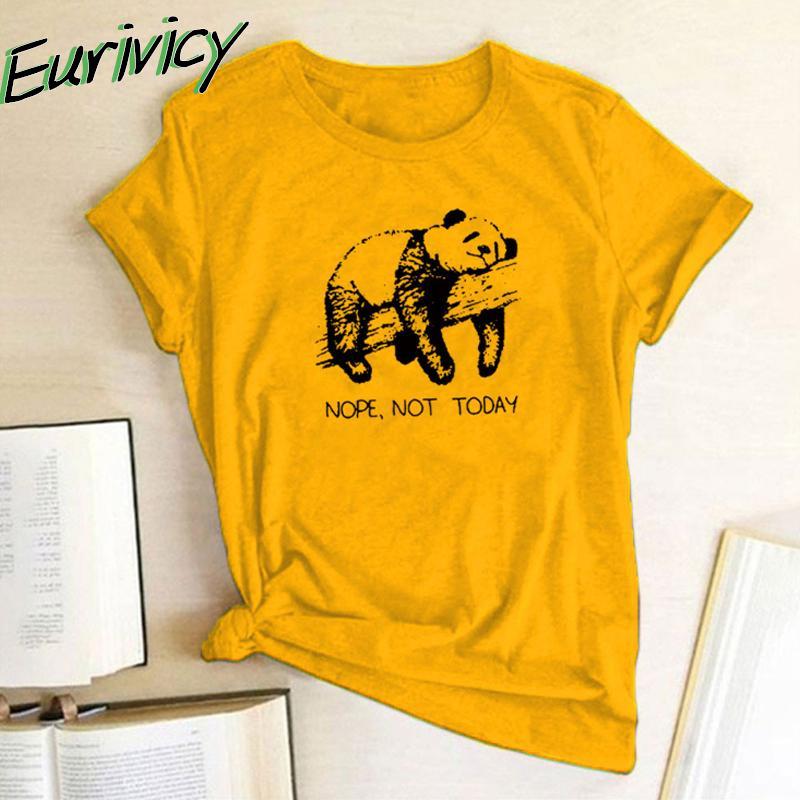 

Eurivicy Женские футболки Мода Панда Принт O Шея Короткий рукав Повседневные летние топы Рубашки