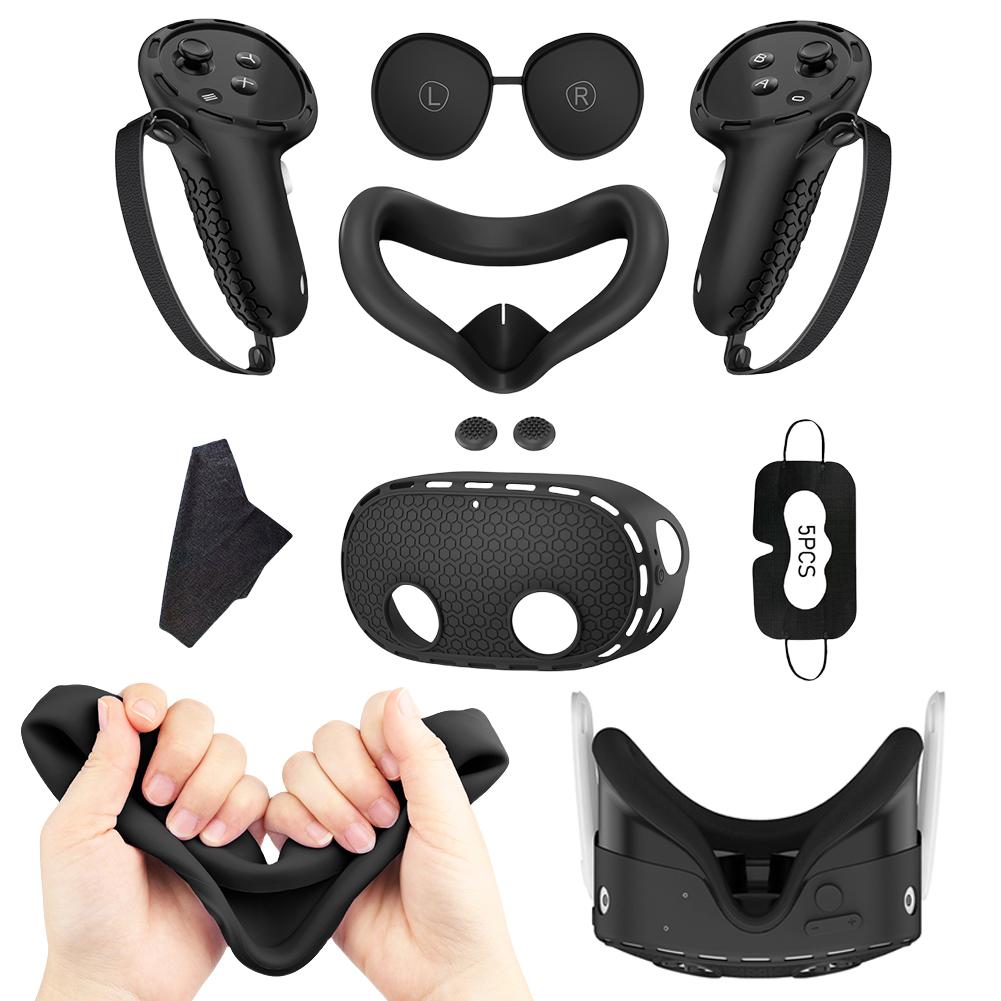 Silicone Cover Set Controller Grips VR Shell Cover Protective Cover Face Cover Lens Cover for Meta Quest 3S VR Accessories
